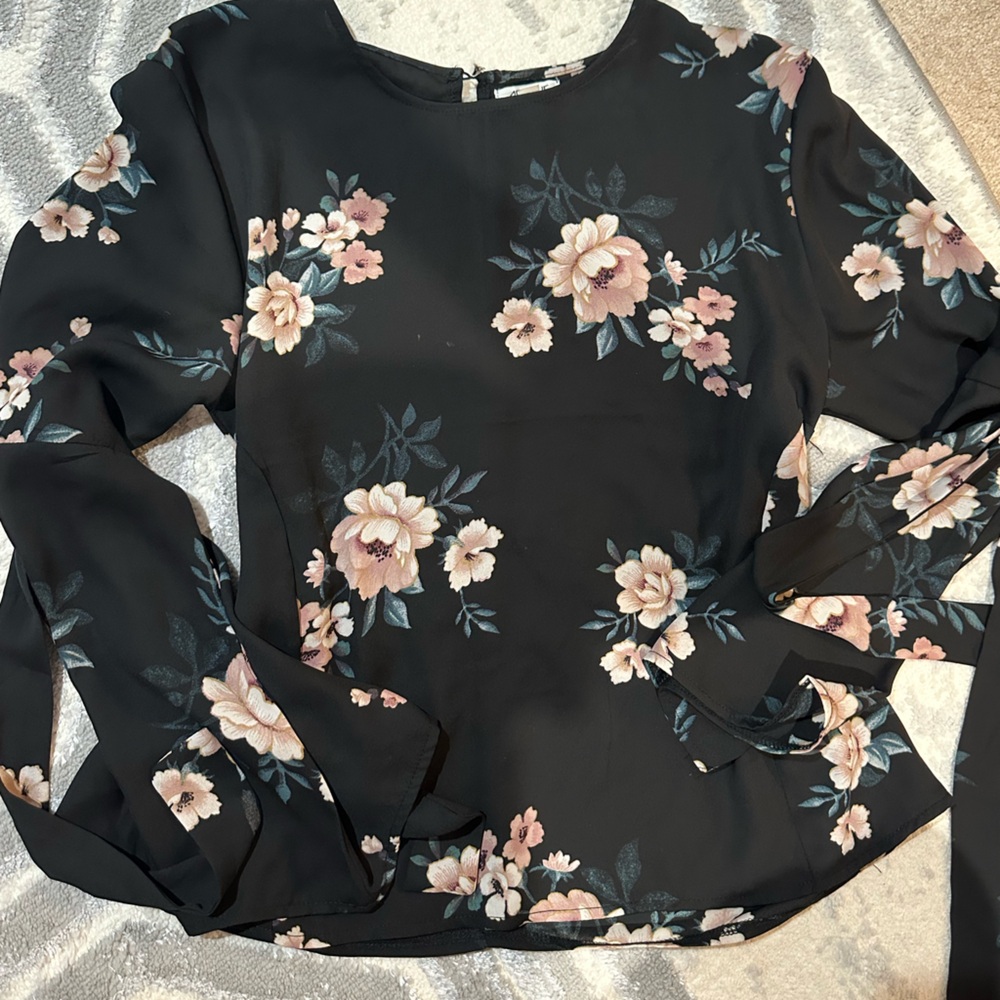 Ardene Black Floral Blouse